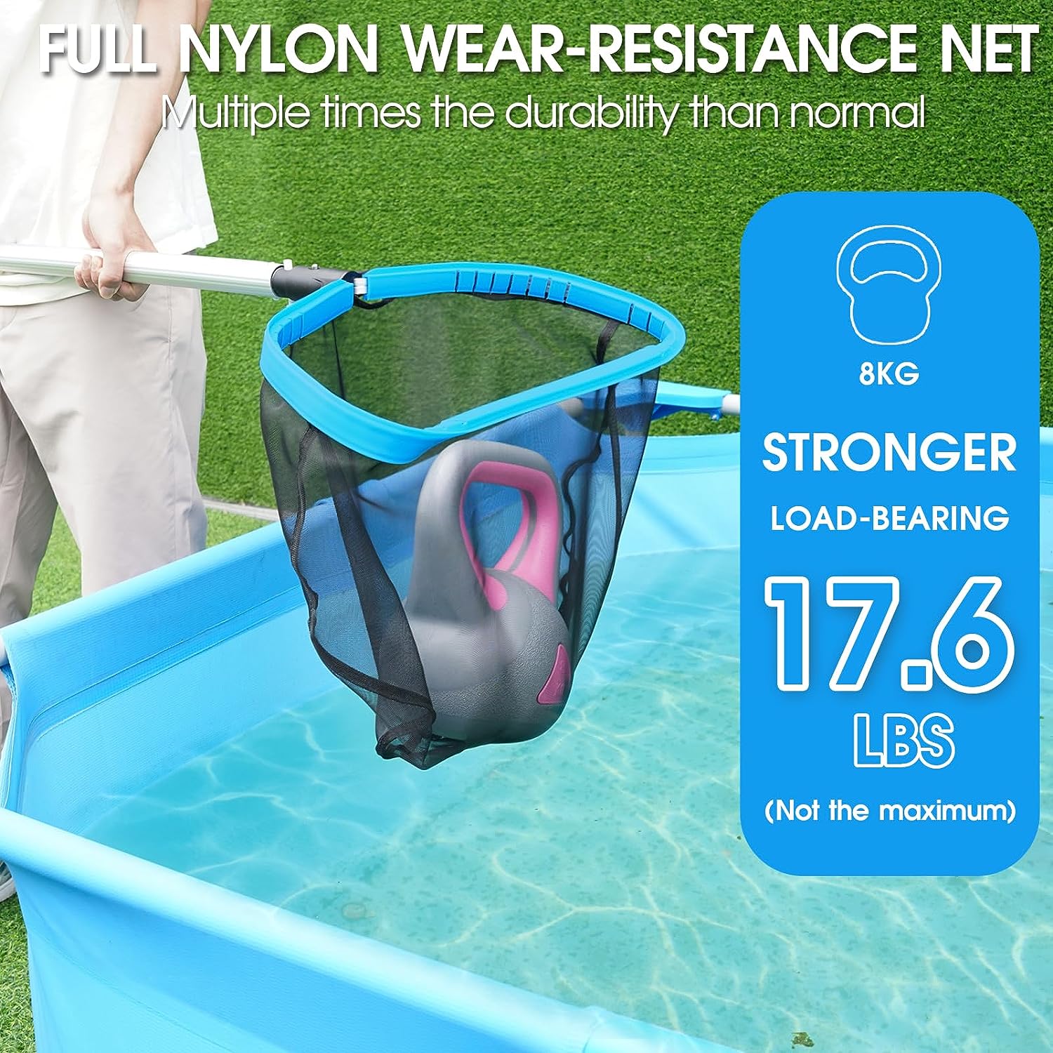 17.5'' Pool Net, Self-Repair Pool & Pond Cleaning Skimmer Net with Heavy Duty Nylon Net（No Pole）