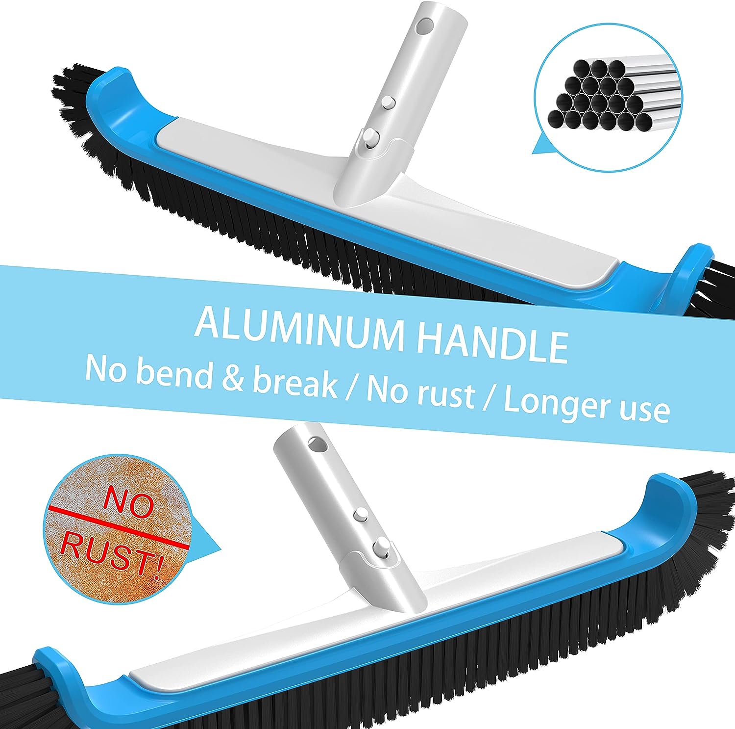 Pool Brush 17.5’’ Heavy Duty Swimming Pool Brushes for Cleaning Pool Walls & Tiles & Floors & Corners Scrub(No Pole)
