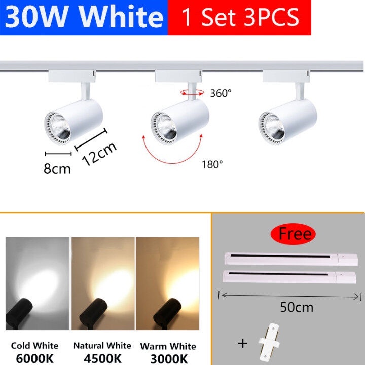 (🔥arrived in 3 days🔥)Whole Set LED Track Light Fixture Rail COB Spotlight | 3 COB + 1 M Rail | Spot Light Track Lamp