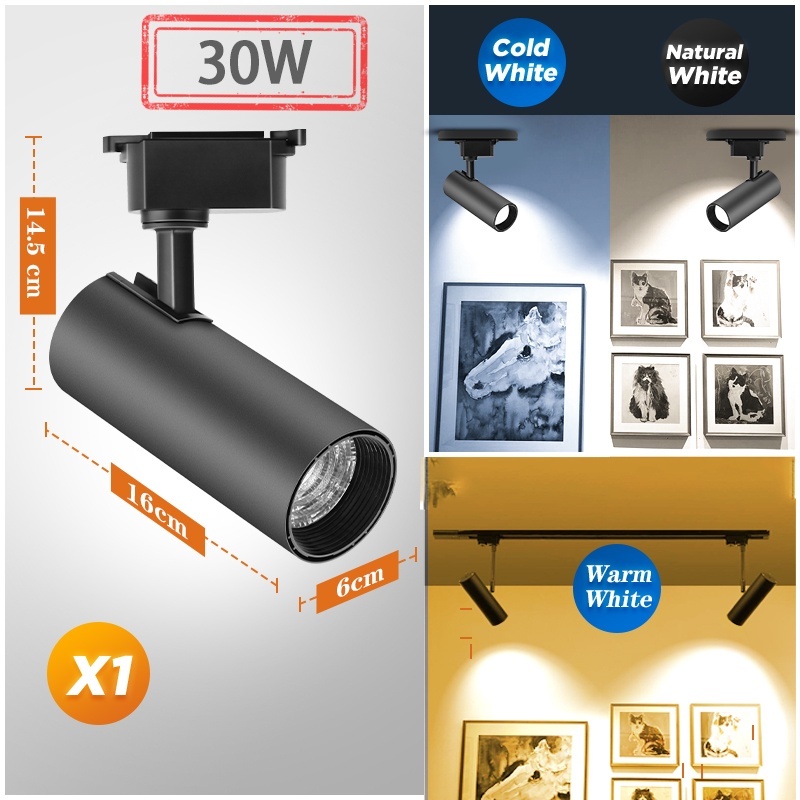 CANMEIJIA 【Ready Stock】 Led Track Light 220V COB Spotlight Rail Lamp 30W Spot Lights Kitchen Fixture For Clothing Store ShopTrack