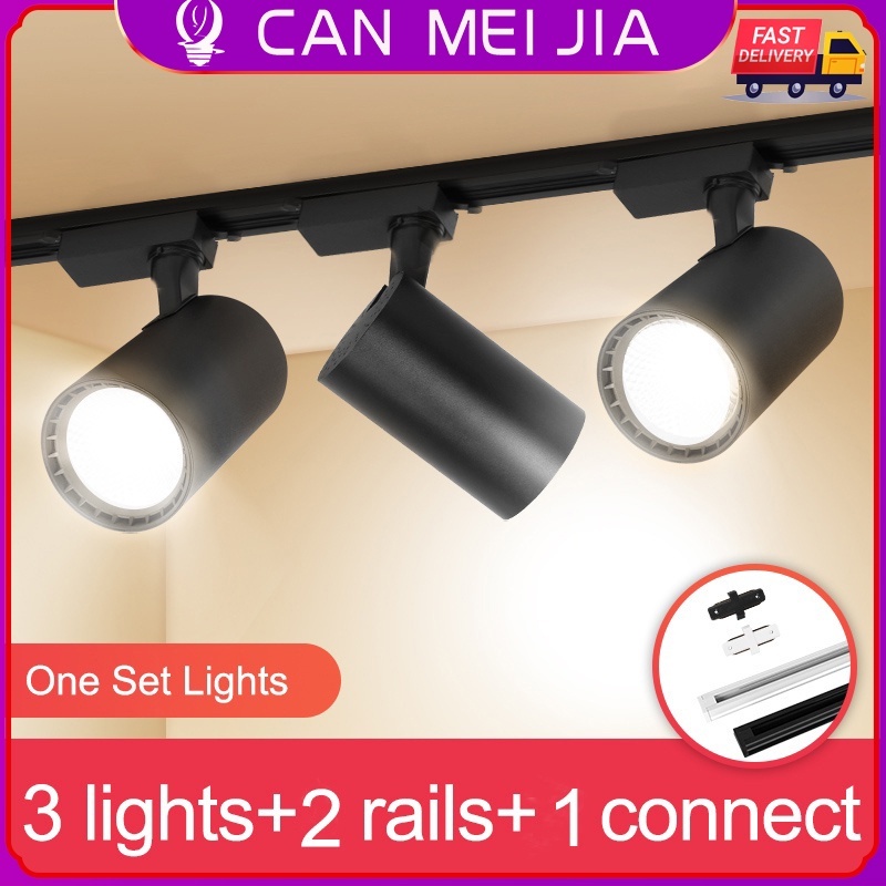 Whole Set 3PCS LED COB Spotlight Track Lights Lens Lamp Clothing Store Shop Exhibition Hall Home Light 12W 20W 30W 40W