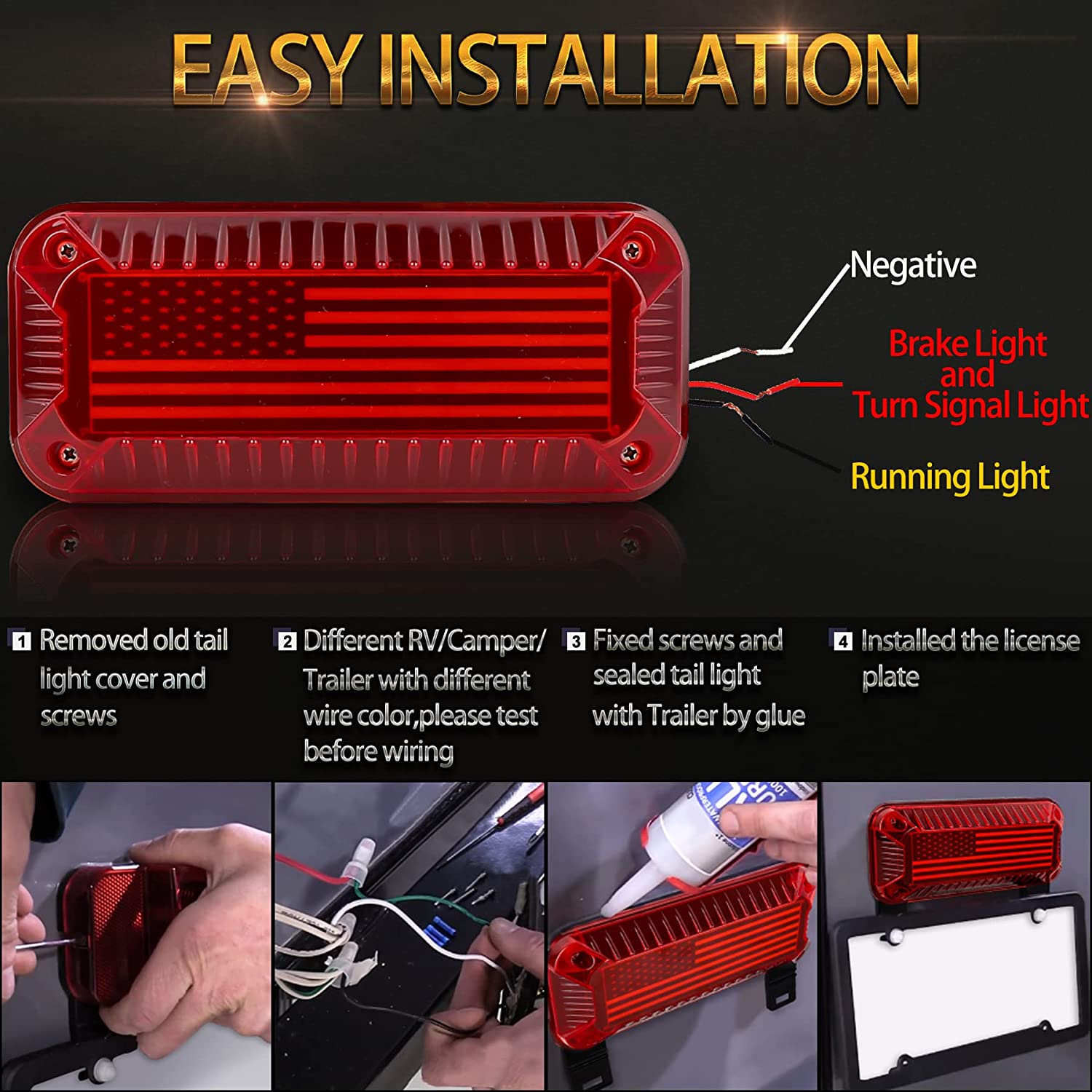 RV Tail Lights, 57 LED RV Camper Trailer Tail Lights With Running/Turn