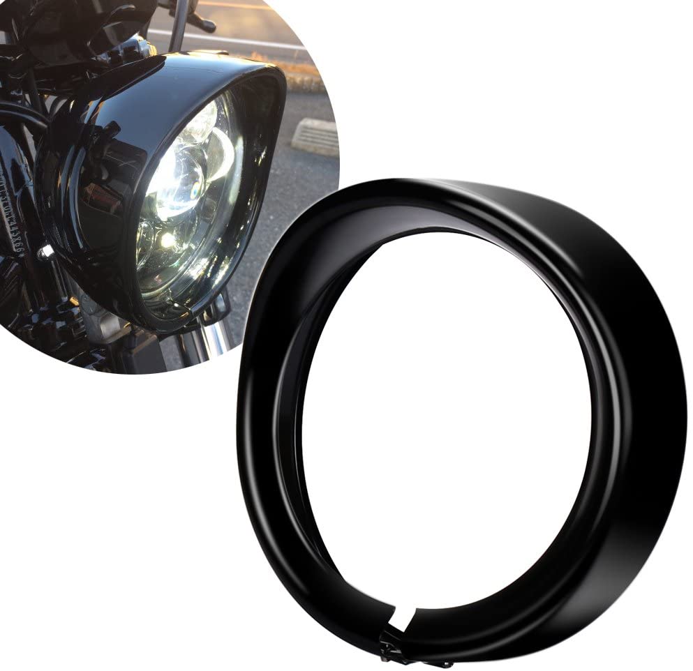 Headlight Trim Ring 7 inch Headlight Visor Ring for Harley Davidson Road King Street Glide Black