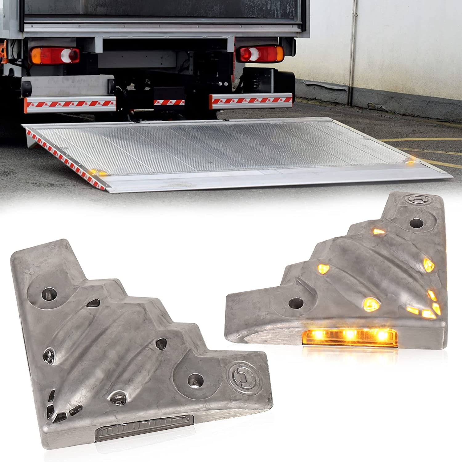 Tail Lift Warning Lights, Amber Strobe Lights with Gravity Automatic ON/OFF Battery Operated Tailgate Security Warning Lights for Lorry Van Rear Lifting Platform