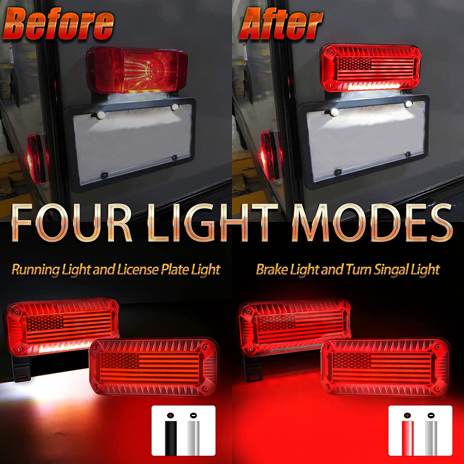 RV Tail Lights, 57 LED RV Camper Trailer Tail Lights With Running/Turn