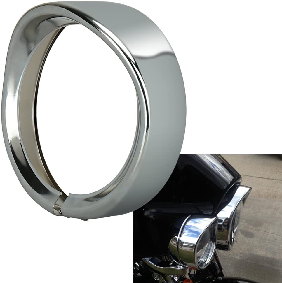7inch Round Headlight Trim Ring Visor Compatible with Harley 94-14 FLHR Touring Electra Glide Motorcycle Chrome Pack of 1