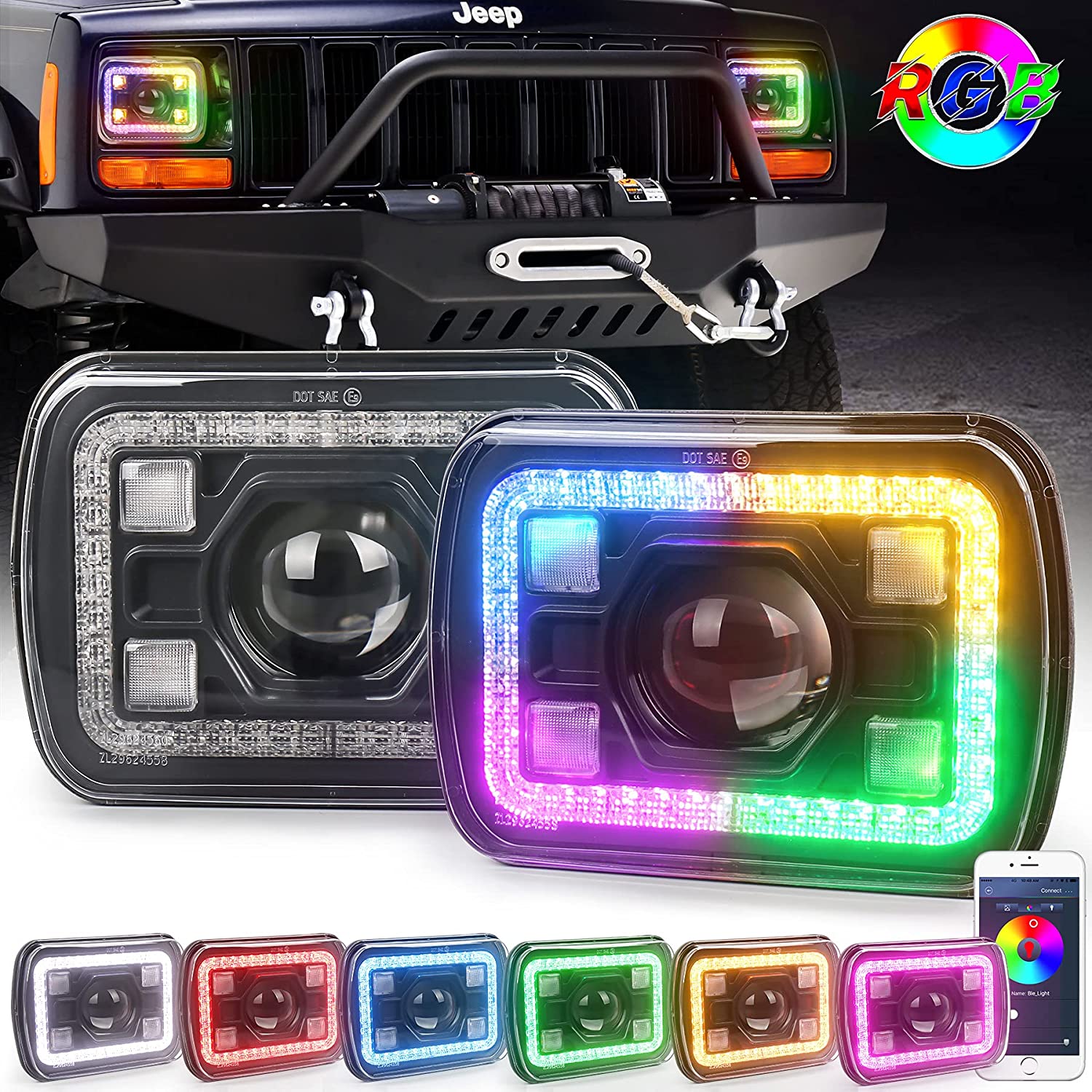 lumen 7x6 rectangular halo headlights