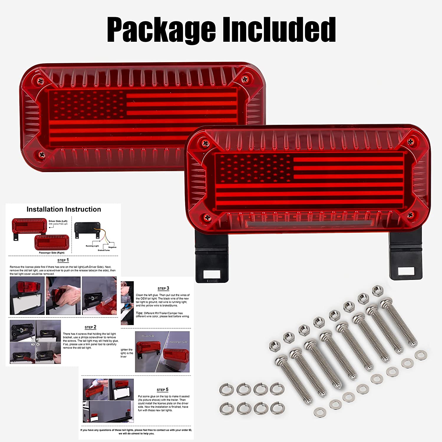 RV Tail Lights, 57 LED RV Camper Trailer Tail Lights With Running/Turn
