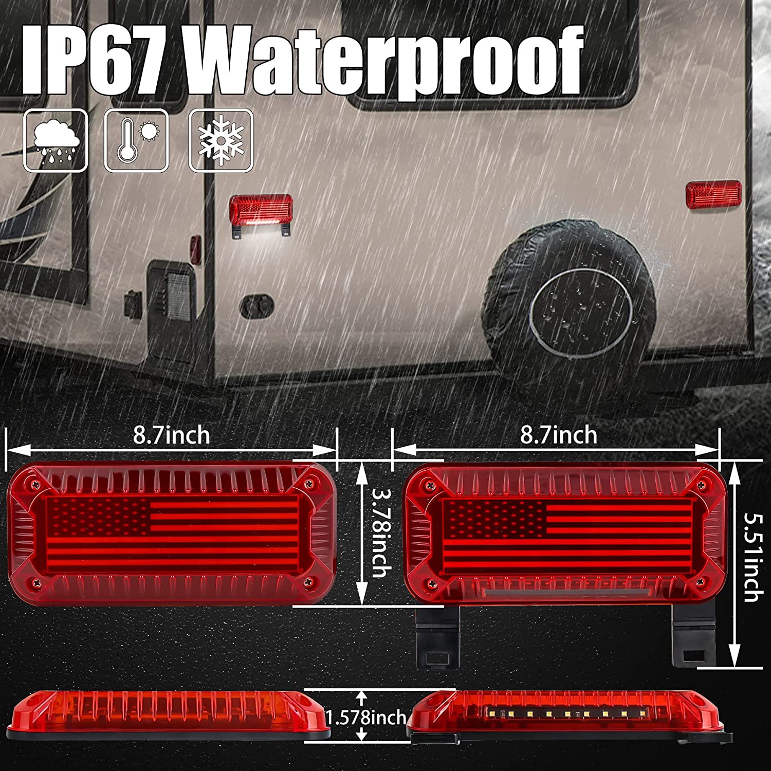 RV Tail Lights, 57 LED RV Camper Trailer Tail Lights With Running/Turn