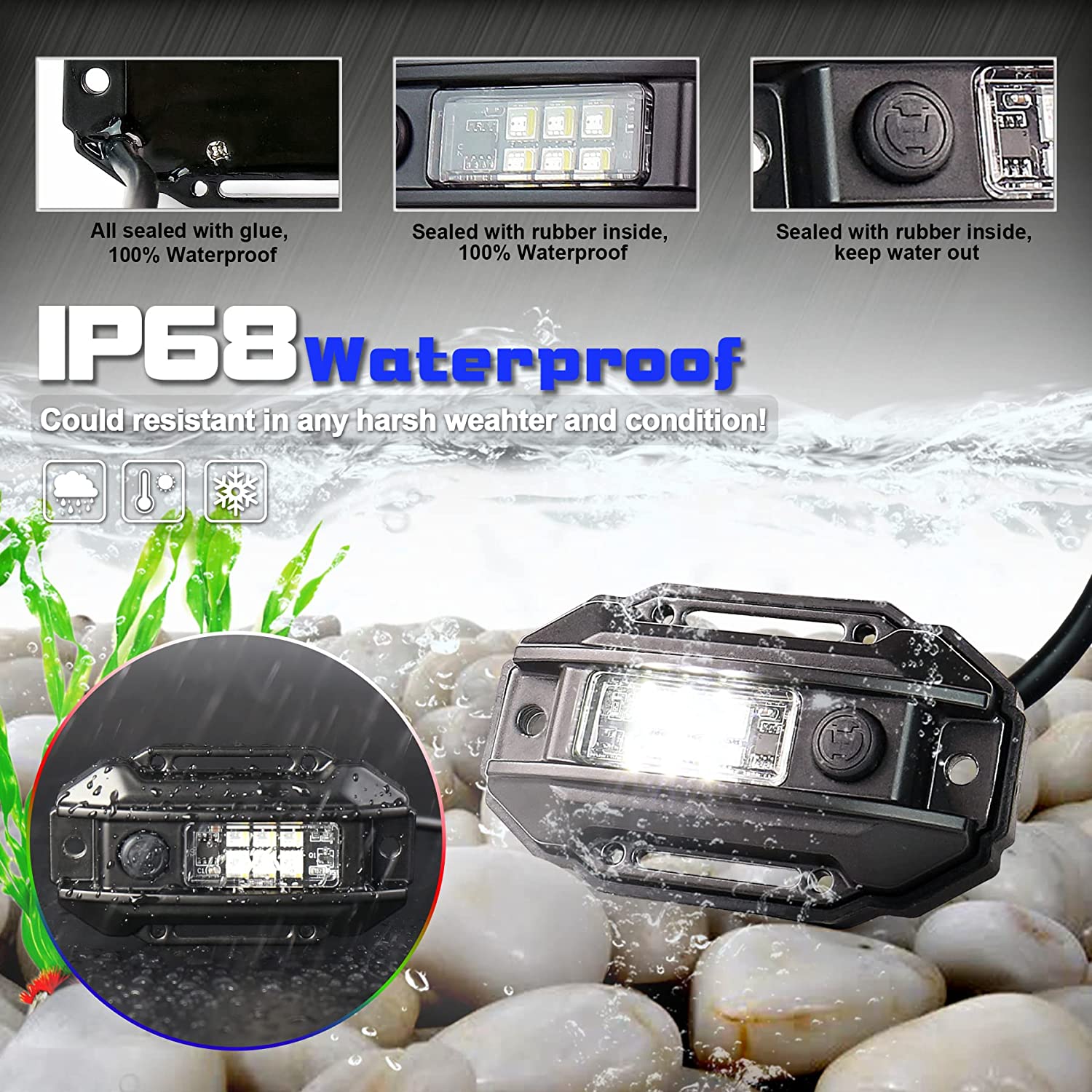 RGB White UTV Dome Light, POVTOR Universal Switch RGB Strobe Roll Bar