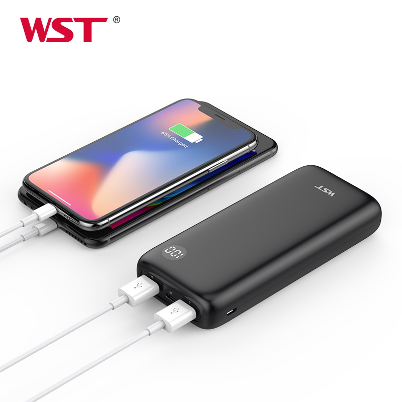 WST New products dual outputs oem odm cellphone battery power bank 20000mah Fast Chargers DL520QC