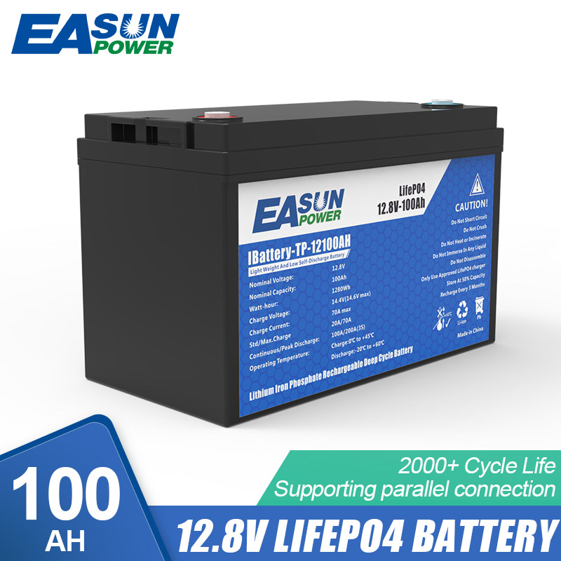 EASUN 100AH 12.8V Lithium Energy Storage Battery Iron Battery for Solar Power System -EASUN POWER Official Store