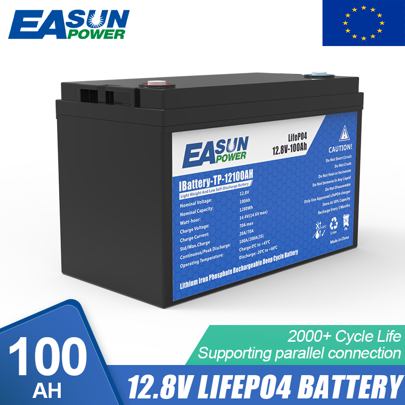 EASUN 100AH 12.8V Lithium Energy Storage Battery Iron Battery for Solar Power System -EASUN POWER Official Store