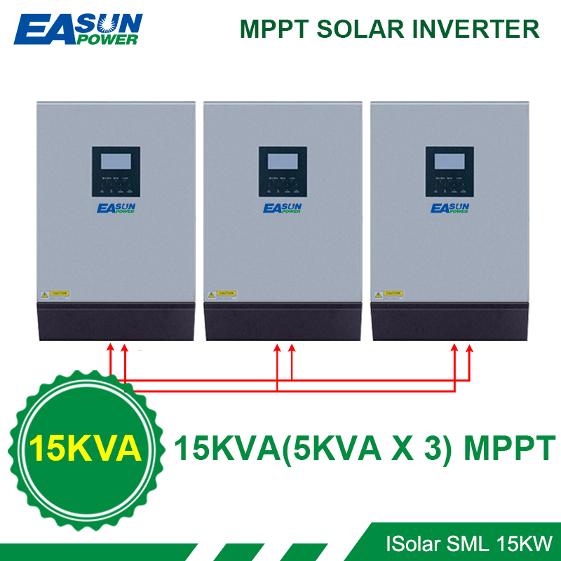 15KVA Solar Inverter 48V 230V Pure Sine Wave Hybrid Inverter Built-in 60A MPPT off-Grid Solar Controller Battery Charger 1 phase& 3 phase-EASUN POWER Official Store