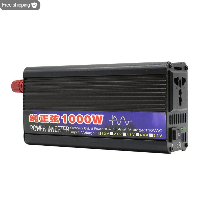 EASUN POWER 1000W Pure Sine Wave Inverter DC12V/24V to AC110V Power Converter Booster For Car Inverter Household