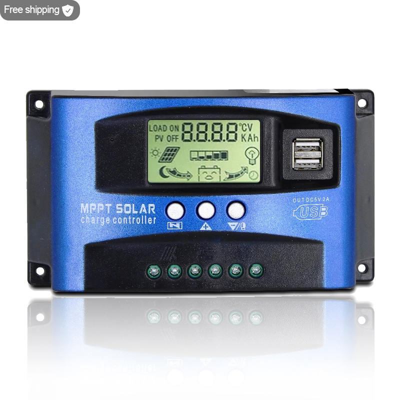 Easun Power MPPT 100A 60A 50A 40A 30A Solar Charge Controller Dual USB LCD Display 12V 24V Solar Cell Panel Charger Controller with Load-EASUN POWER Official Store