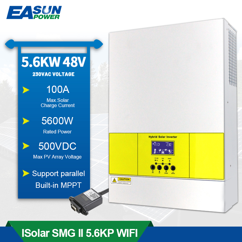 EASUN POWER 5.6KW Soalr Inverter PV input 500Vdc 5500W Power MPPT 100A Charger 220VAC 48VDC Pure Sine Wave inverter With WiFI-EASUN POWER Official Store
