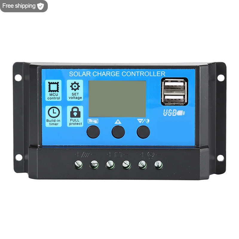 60A MPPT Dual USB Solar Panel Battery Regulator Charge Auto Controller 12V 24V 