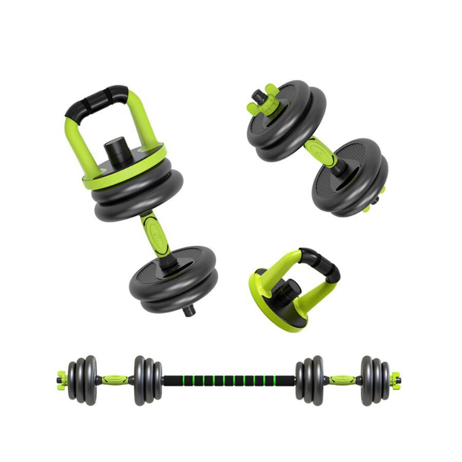 MULTIFUNCTIONAL DUMBBELLS SET, WITH OPTIONAL HANDLE FOR KETTLEBELL, CURL AND STRAIGHT BAR, SIT-UP WHEELS, PUSH-UPS, FAST SHIPPING FROM EUROPE