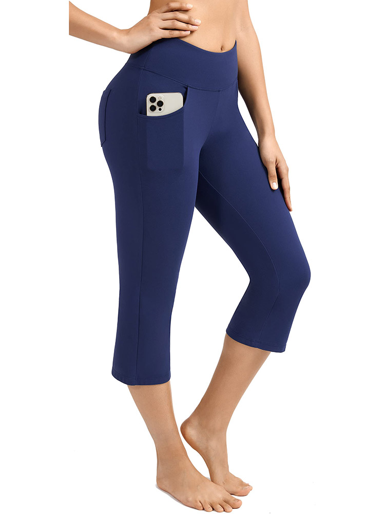 IUGA Yoga Pants with Pockets for Women High Waisted Capri Bootcut Pants Straight Leg Yoga Capris Pants Work Casual Workout
