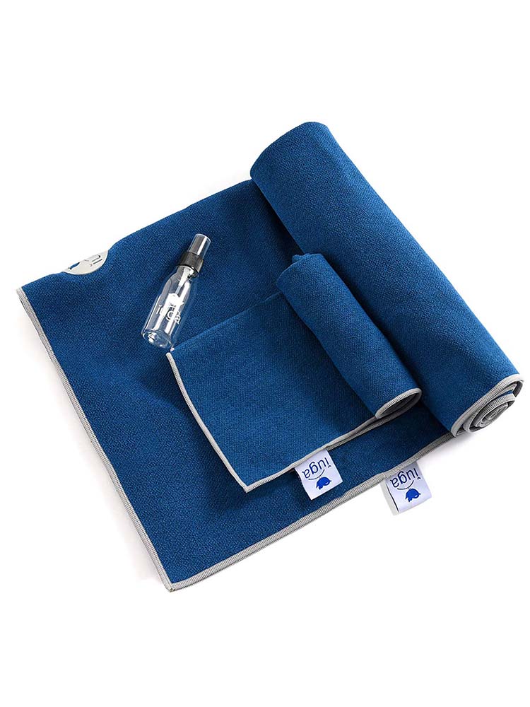 IUGA Microfiber Yoga Towel with Corner Pockets+ Hand Towel 2in1 Set