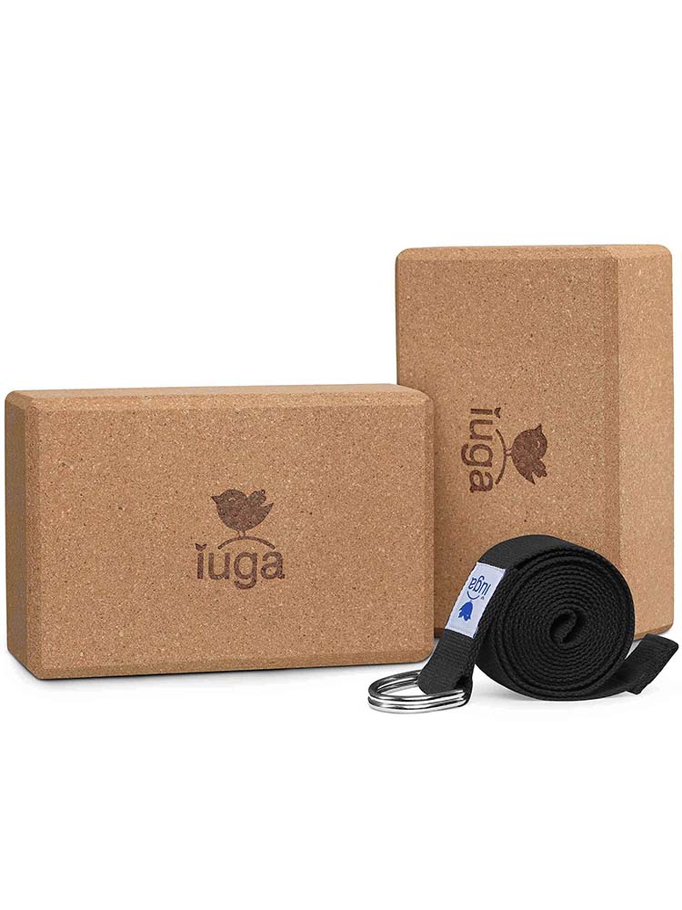 IUGA 2 Packs Yoga Blocks with Yoga Strap