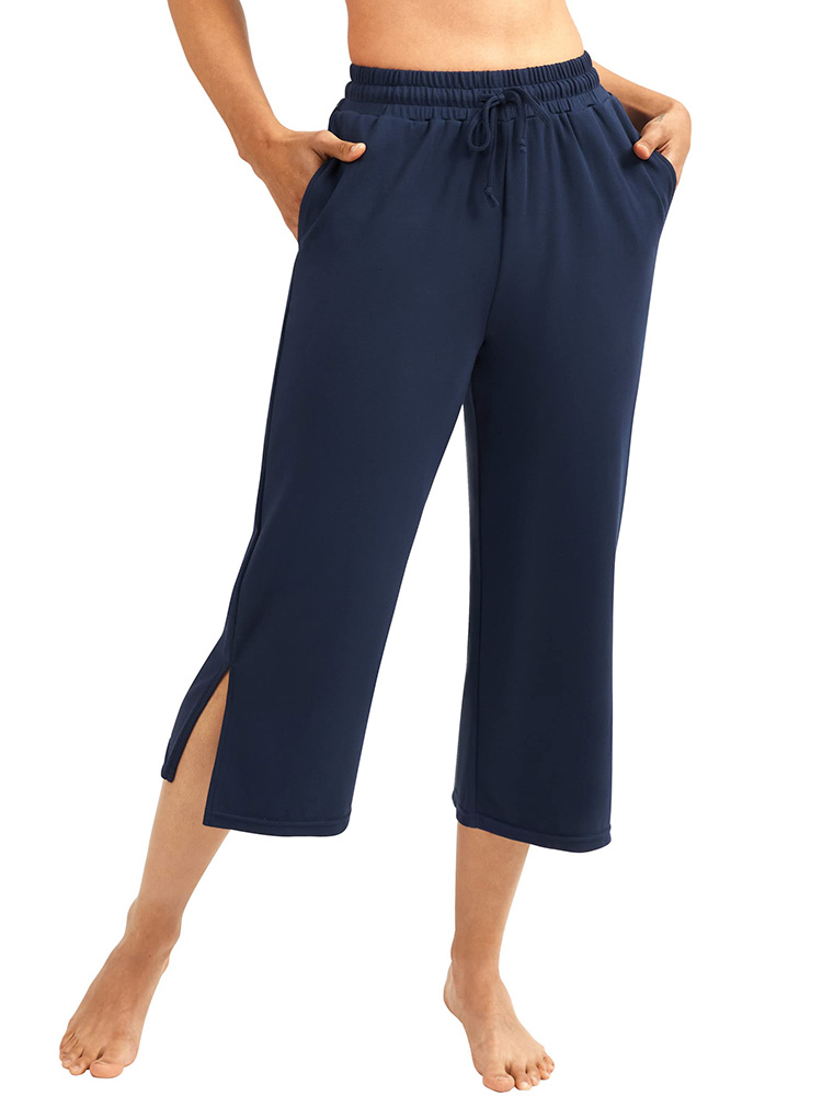 IUGA Wide Leg Capri Pants for Women Drawstring Capris 