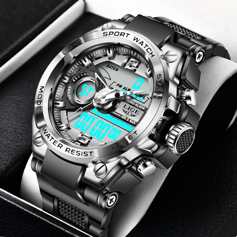 LIGE Sport Digital Watch (Silver)