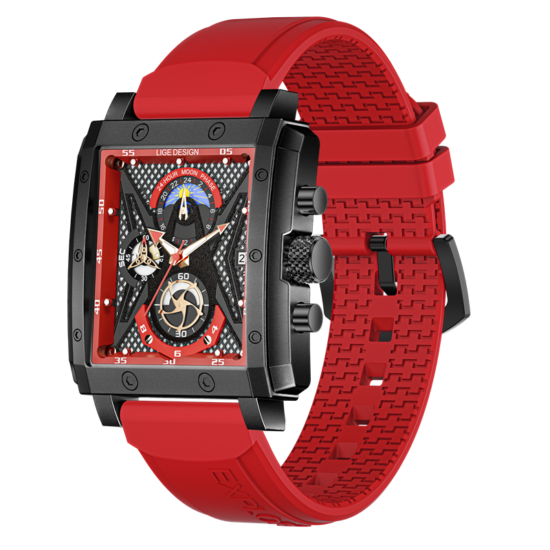 2022 LIGE Waterproof Square Date Sports Watch
