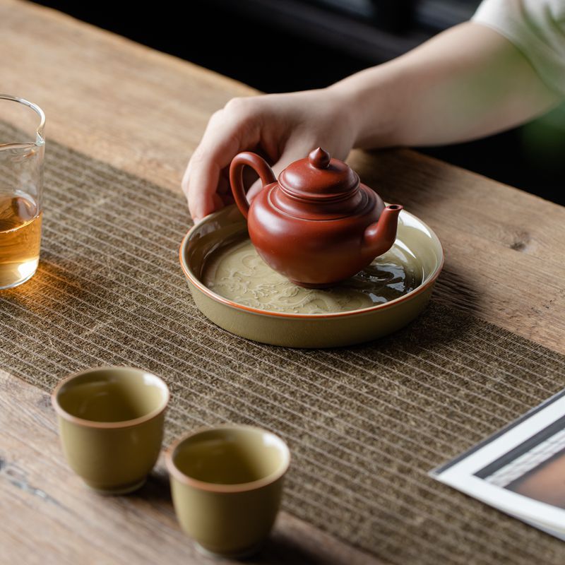 [Winter SALE]"Double Dragon" - Ding Kiln Ceramic Teapot Holder/Tea Tray-TeaTsy Official Website