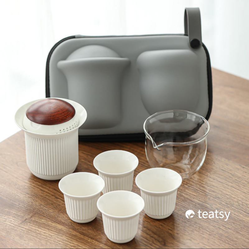 [SALE]“Red-crowned Crane” - Japanese Style Hand-made Ceramic Travel Tea Set-TeaTsy Official Website