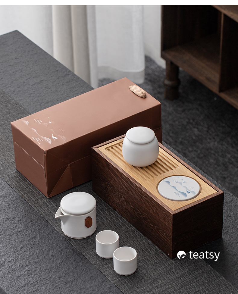 [SALE]"Untitled" Handmade Japanese Style White/Black Porcelain Gift Teaset-TeaTsy Official Website