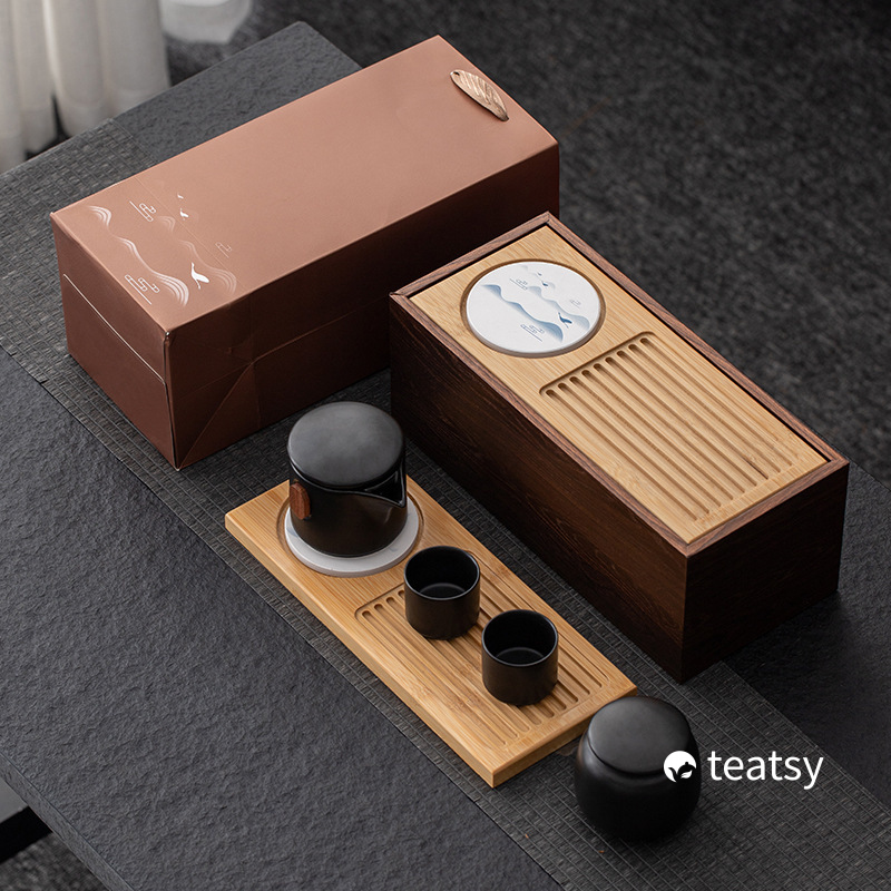 [SALE]"Untitled" Handmade Japanese Style White/Black Porcelain Gift Teaset-TeaTsy Official Website