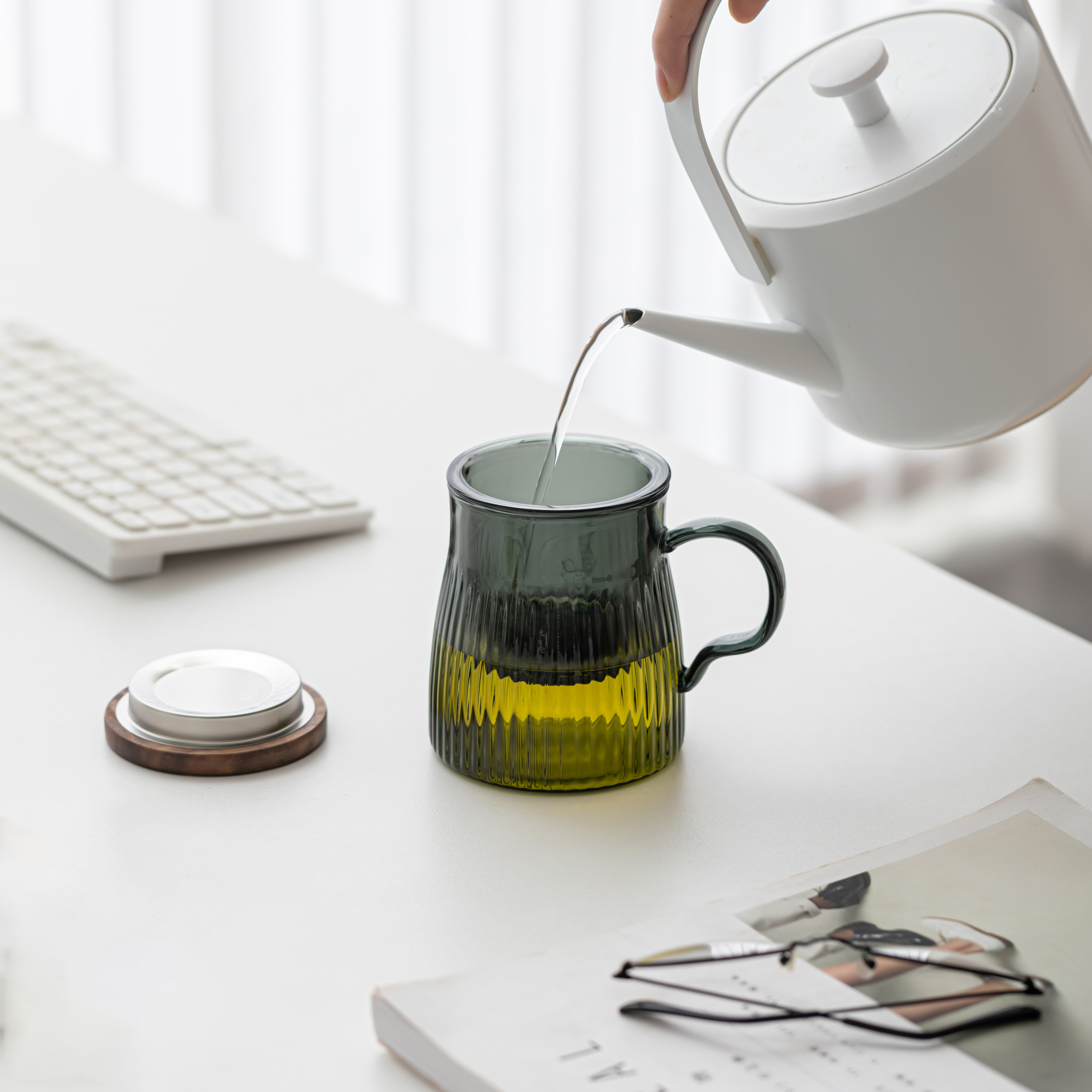 Doric” - High Borosilicate Glass Mug with Infuser-TeaTsy