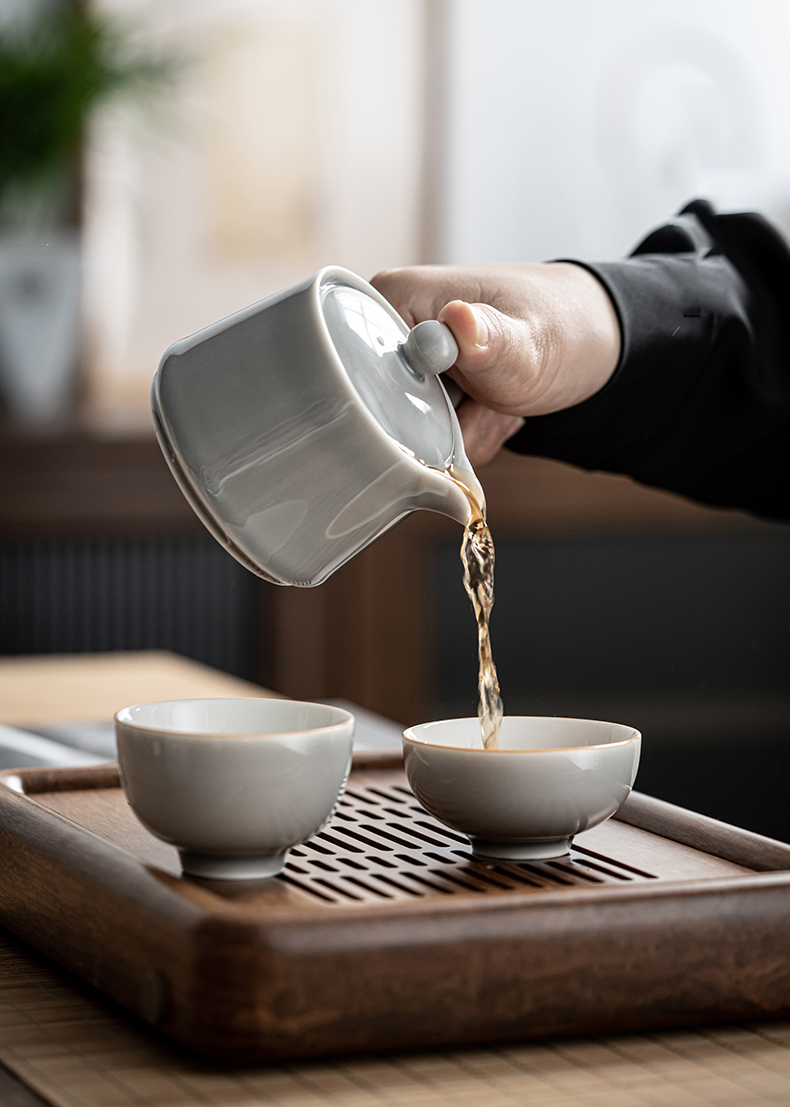 [SALE]“Originless” Handmade Ice-gray Glaze Ceramic Teapot With Side Handle-TeaTsy Official Website