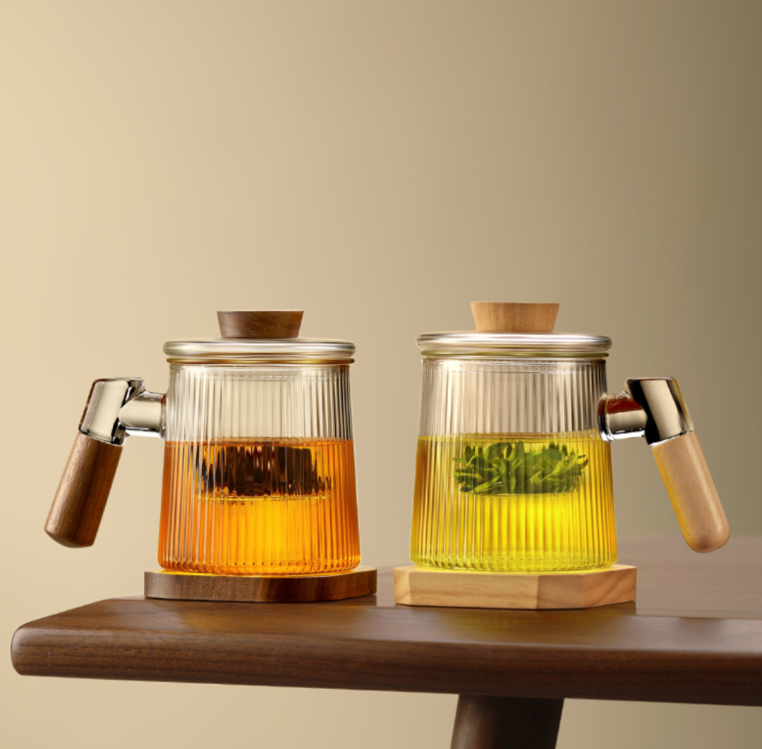 “Snowy Sunshine” - High Borosilicate Glass Tea Mug with Infuser (400ml