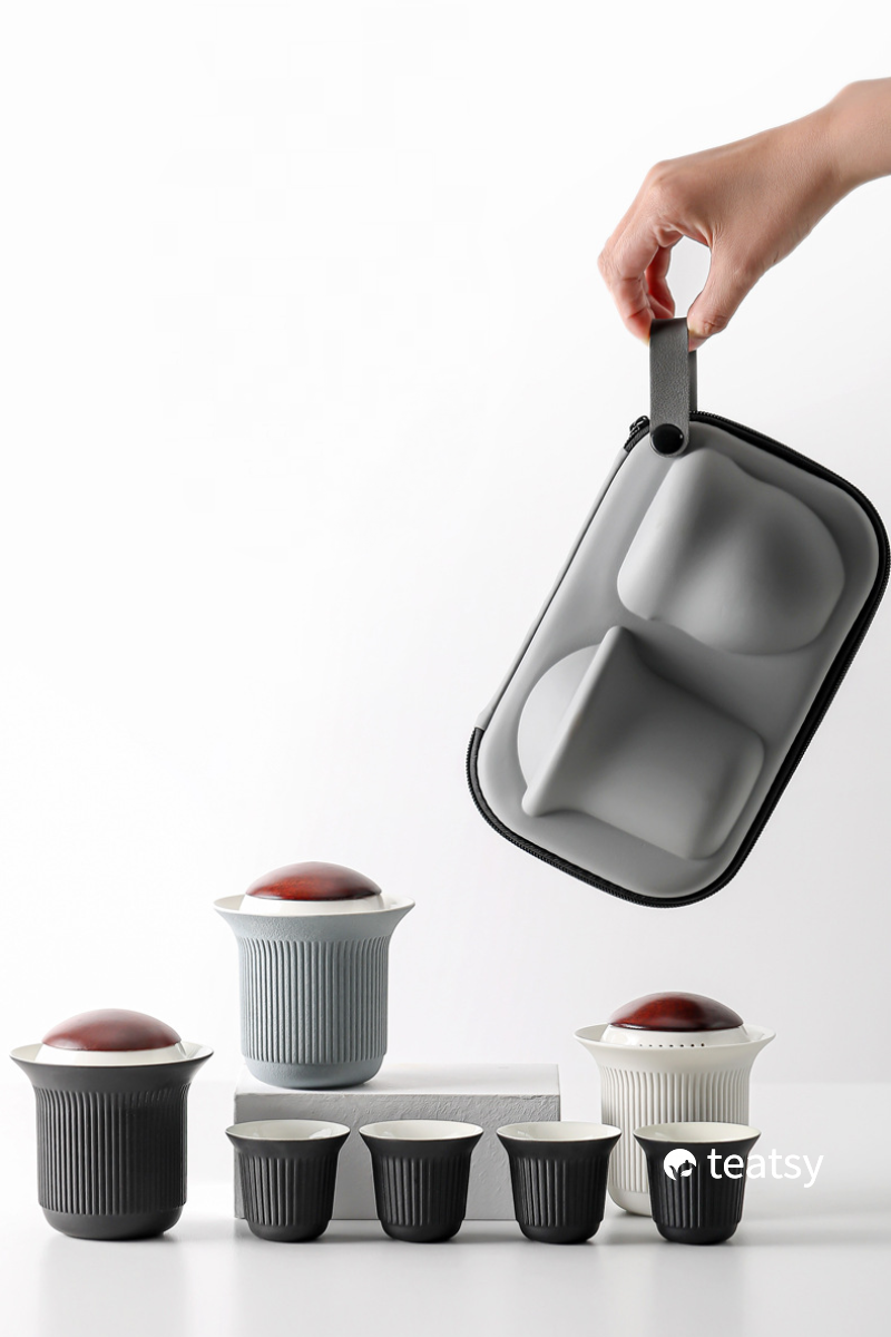 [SALE]“Red-crowned Crane” - Japanese Style Hand-made Ceramic Travel Tea Set-TeaTsy Official Website