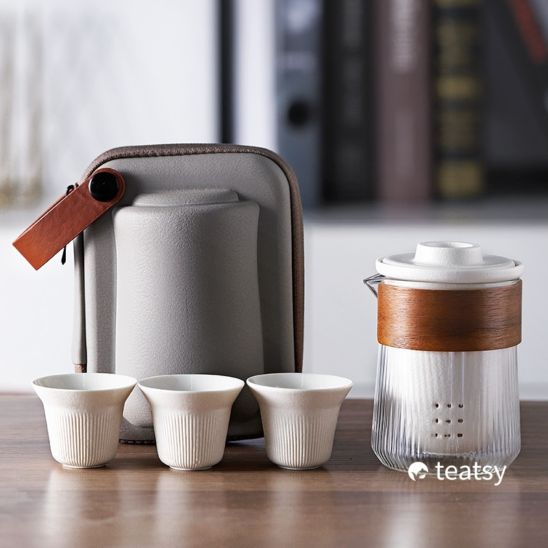 Rotation Tea Maker Set with Cups/Jar & Protective Travel Case