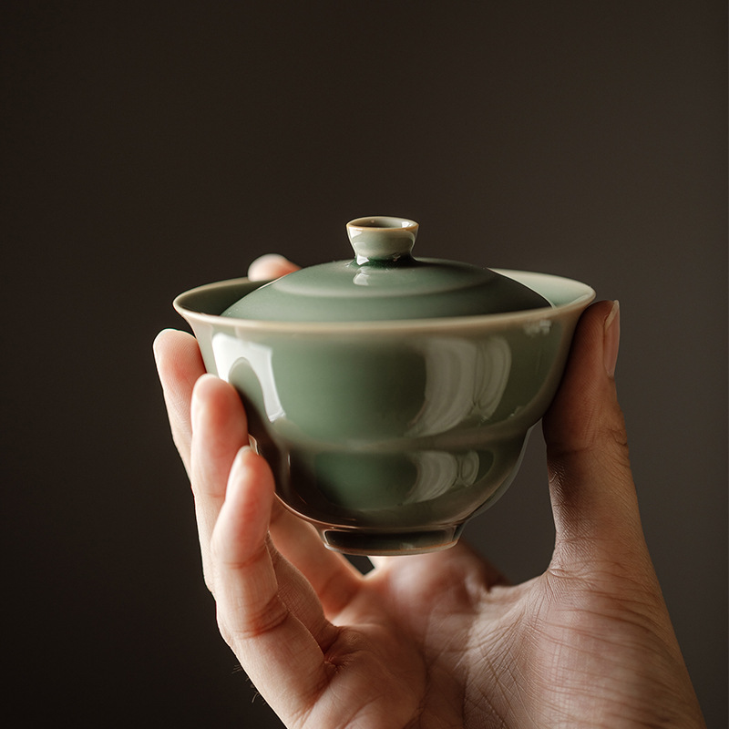 [SALE][Buy 1 Get 1 Free]“Untitled” Handmade Antique Style Yue Kiln Celadon Gaiwan-TeaTsy Official Website