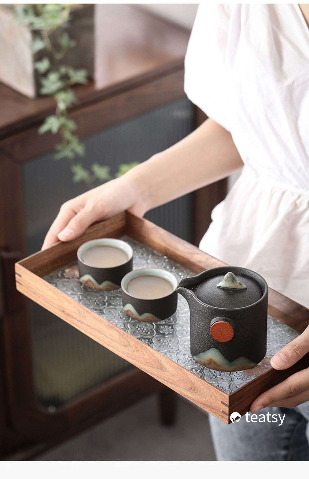 [SALE]“Breeze From Mountain Afar” - Handmade Black Pottery Easy Brew Tea Set With Protective Case-TeaTsy Official Website
