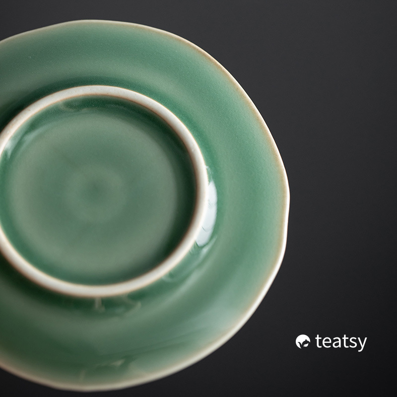 "Lotus" - Antique Style Yue Kiln Celadon Tea Saucer-TeaTsy Official Website