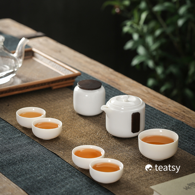 [SALE]Handmade White Porcelain Easy Brew Gaiwan Teaset With Protective Case-TeaTsy Official Website