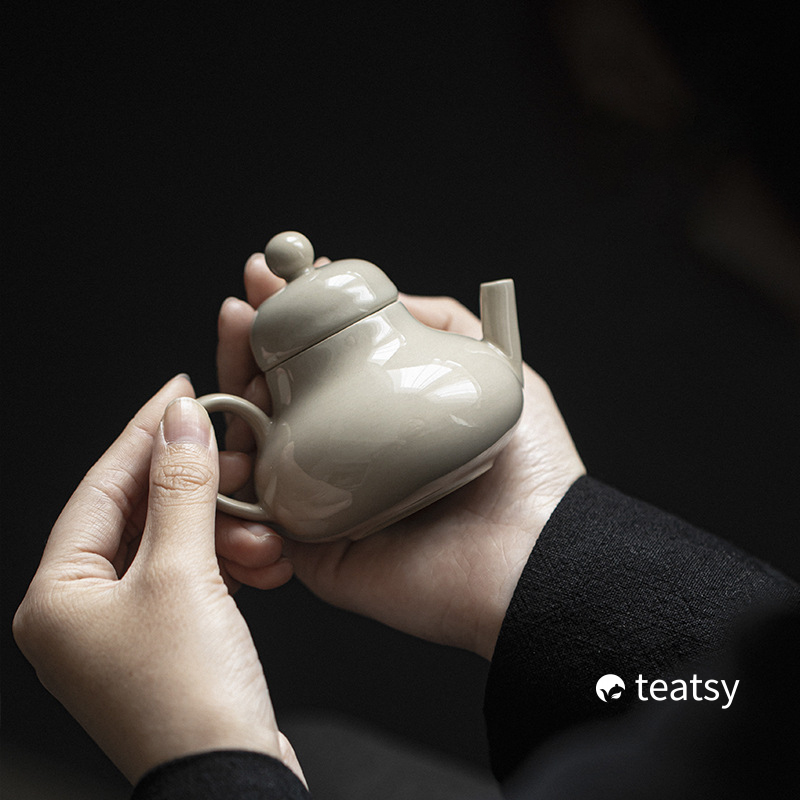 "Si Ting" - Handmade Vintage Grasswood Gray Glaze Teapot-TeaTsy Official Website