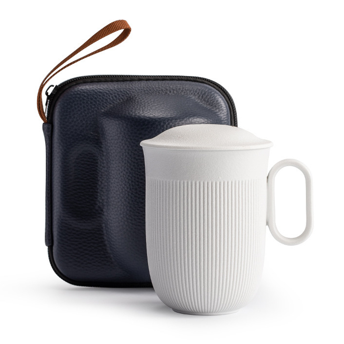 "B&W" - Minimalism Handmade Portable Black Ceramic Tea Mug With Infuser-TeaTsy Official Website