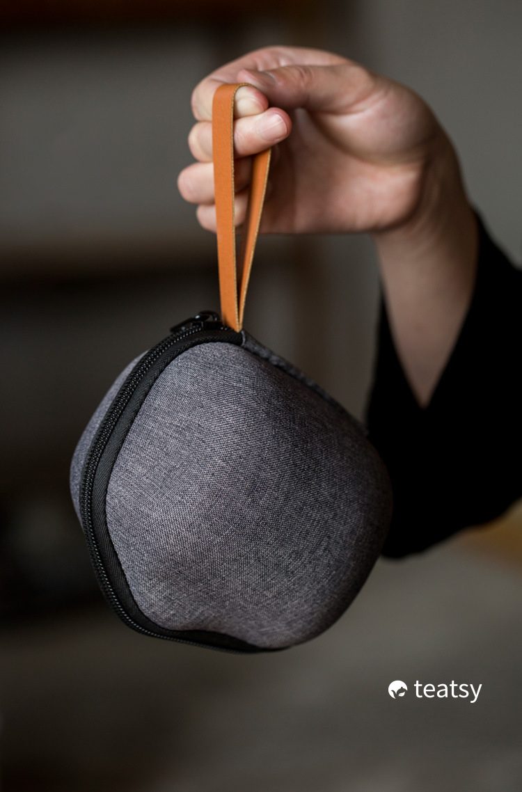 [SALE]“Grass Wood Gray” - Handmade Antique Style Portable Easy Brew Gaiwan Tea Set with Protective Case-TeaTsy Official Website