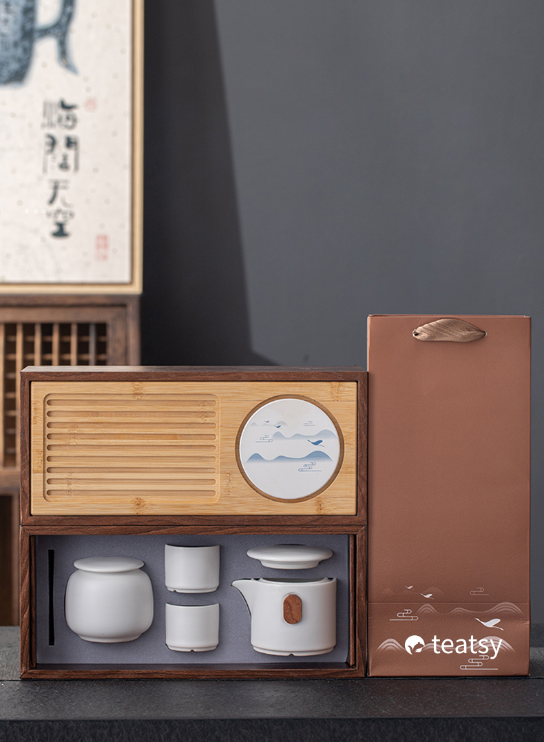 [SALE]"Untitled" Handmade Japanese Style White/Black Porcelain Gift Teaset-TeaTsy Official Website