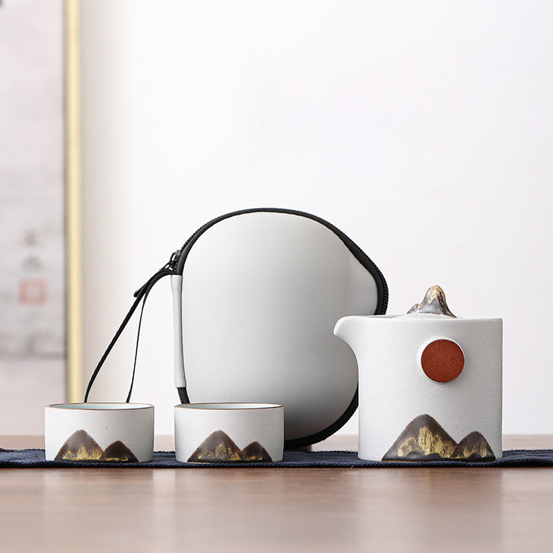 [SALE]“Breeze From Mountain Afar” - Handmade Black Pottery Easy Brew Tea Set With Protective Case-TeaTsy Official Website