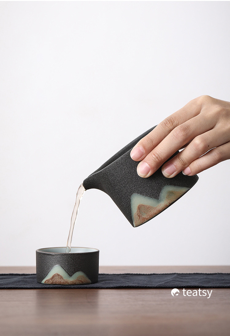 [SALE]“Breeze From Mountain Afar” - Handmade Black Pottery Easy Brew Tea Set With Protective Case-TeaTsy Official Website