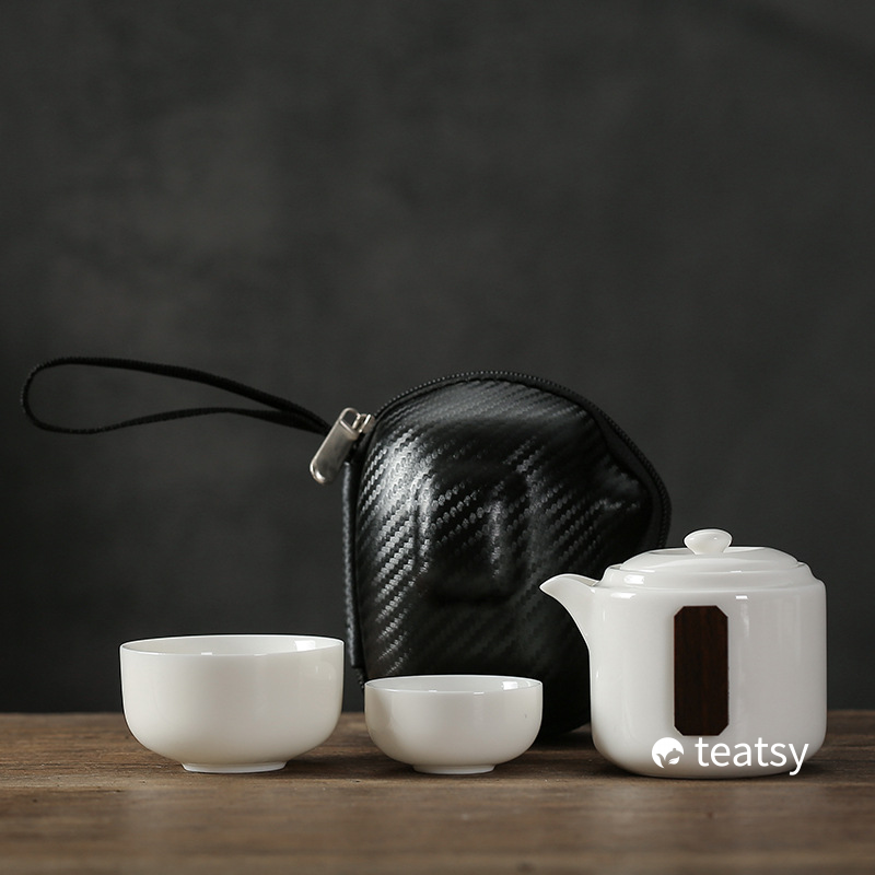 [SALE]Handmade White Porcelain Easy Brew Gaiwan Teaset With Protective Case-TeaTsy Official Website