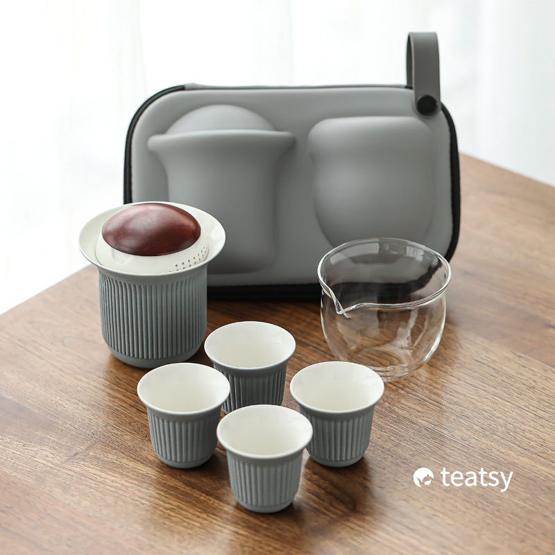 [SALE]“Red-crowned Crane” - Japanese Style Hand-made Ceramic Travel Tea Set-TeaTsy Official Website